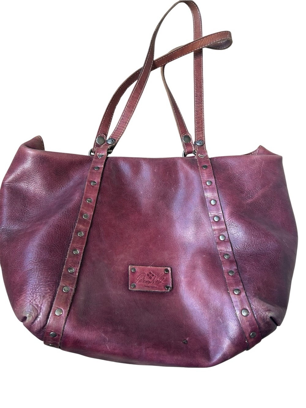 PATRICIA NASH Benvenuto Smooth Leather Large Tote Oxblood